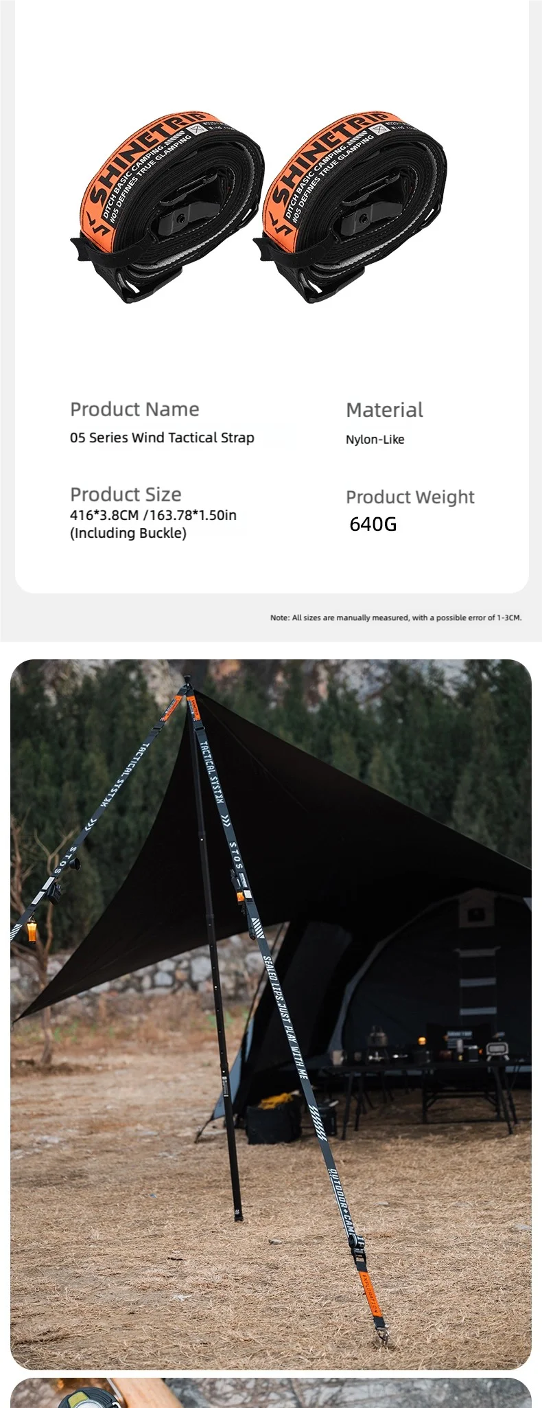 SHINETRIP Multifunktionales Taktisches Guy Rope Seil 4 Meter Verstellbarer Robuster Zelt-Vordach-Gurt für Outdoor Camping Wandern – Detail 6