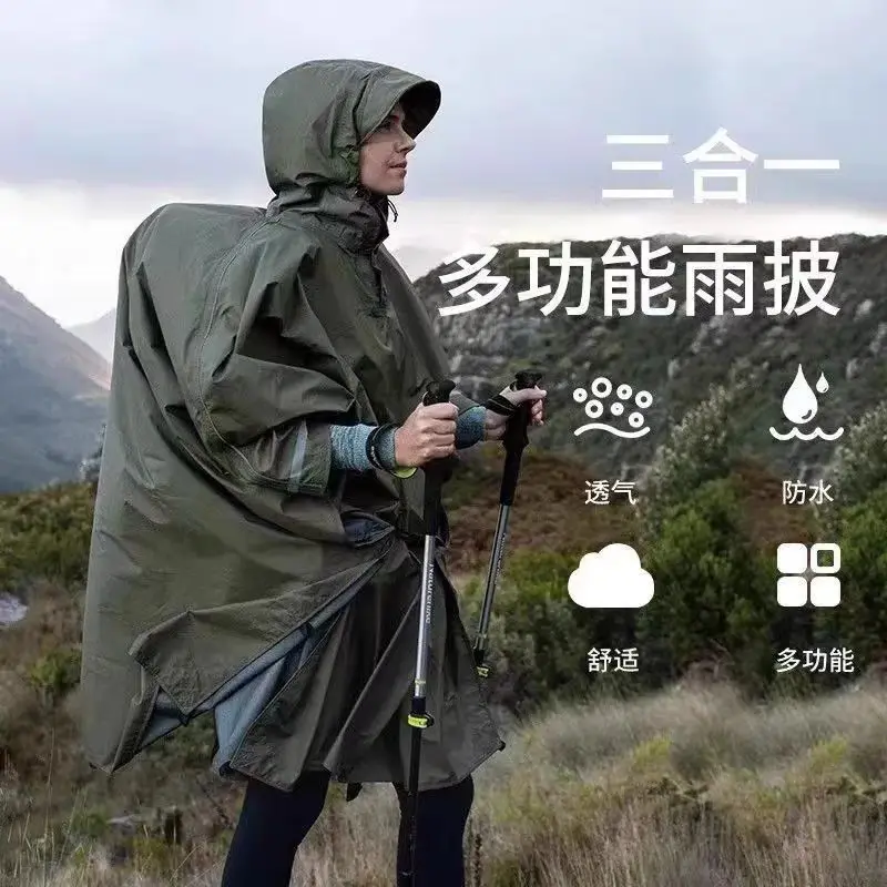 

Adult Long Raincoat Women Men Rain Coat Jacket Hooded for Outdoor Hiking Travel Fishing Rainwear Suit 3 in 1 Waterproof