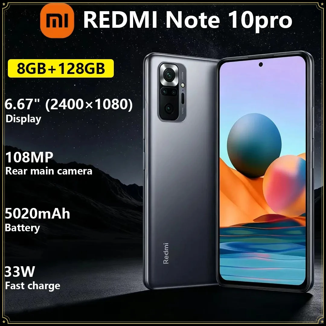 Xiaomi Redmi Note 10pro 108MP Pixel Camera Phone 6.67-inch Display 5020mAh Large Battery Dual-SIM Gaming Smartphone