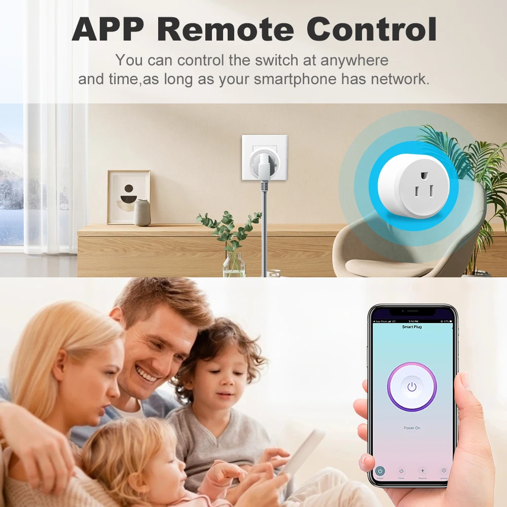 Tuya WiFi Smart Socket US Mini Plug 10A APP Remote Alexa Google Home Control Timer Voice Control Smart Home Power Socket