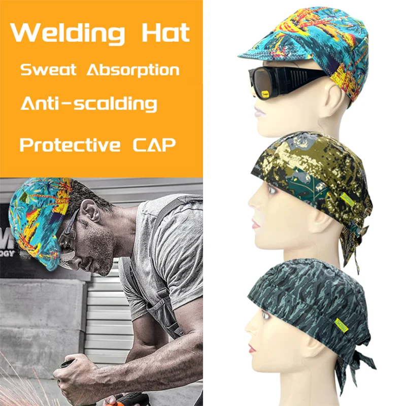 Welding Hat Welders Protective Cap Sweat Absorption Welding Hat Anti-scalding Hat Work Cap Bandana Type Protective Anti-scalding