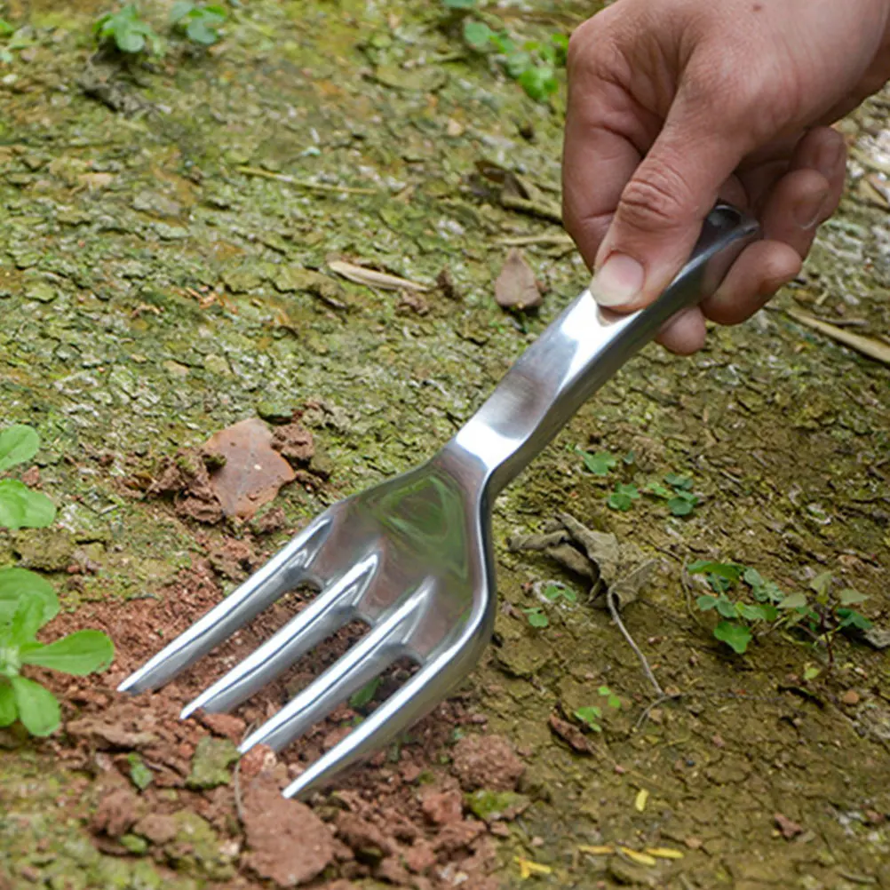 

Garden Hand Rake Aluminium Alloy Small Rake Portable Durable Gardening Tool for Planting Soil Loosening Cultivator Garden Tool