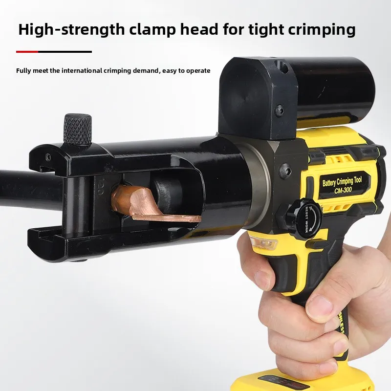 Alicate hidráulico portátil para bateria de lítio, alicate pequeno com motor sem escova CM-300, alicate de crimpagem de orelha de fio de cobre e alumínio