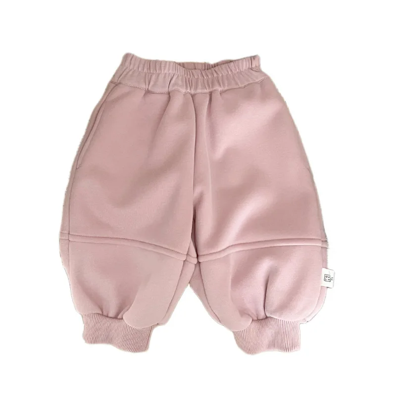2025 Autumn Winter Fleece-Lined Sweatpants New Baby Warm One-Piece Fleece Jogger Pants Loose Trousers