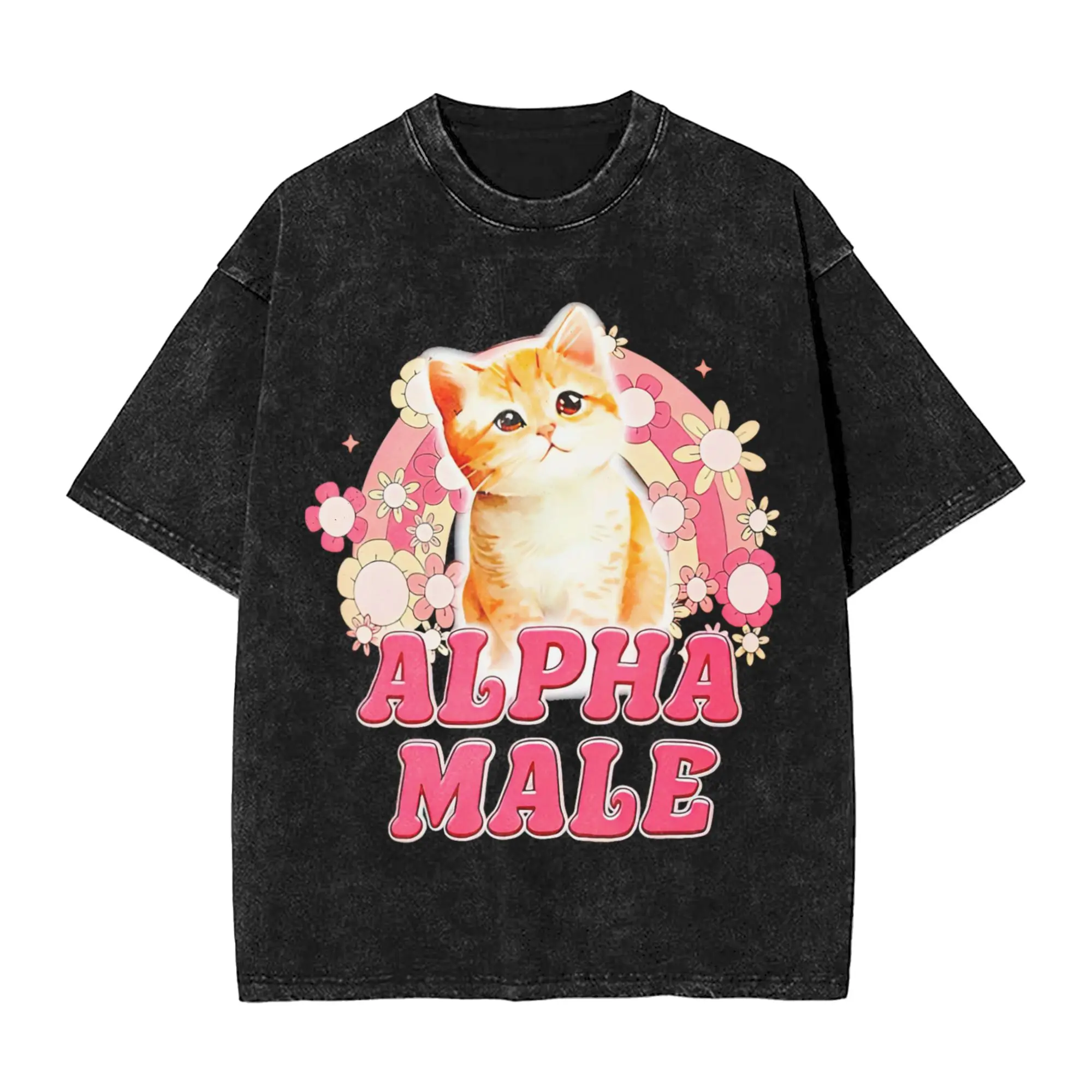 Men's Alpha Male Cat Kitten Funny T-Shirts  Top Tees Beach Classic Short Sleeve T-Shirt O Neck Popular Casual Tee Shirt Hot Sale