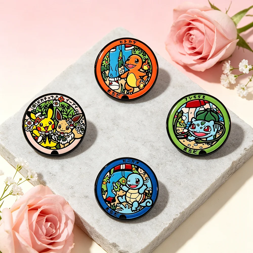 8-teiliges Set runder Emaille-Anstecknadeln mit Cartoon-Monstern, niedliche Monster-Broschen für Rucksäcke, Sammel- und Dekorationsnadeln, Geschenk für Fans – Detail 3