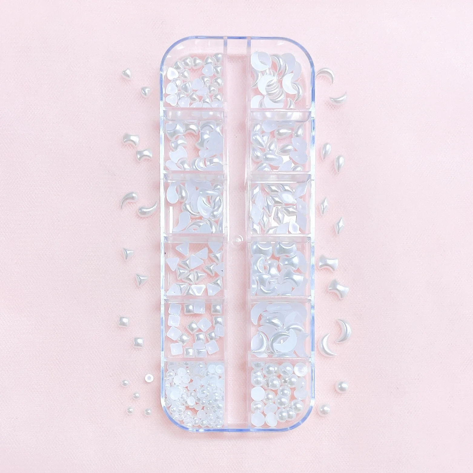 Moon Heart White Pearl Glitter Jewelry Nail Art Supplies Decoration 3D White Pearl Mix Set DIY Acrylic Nail Art Accessories