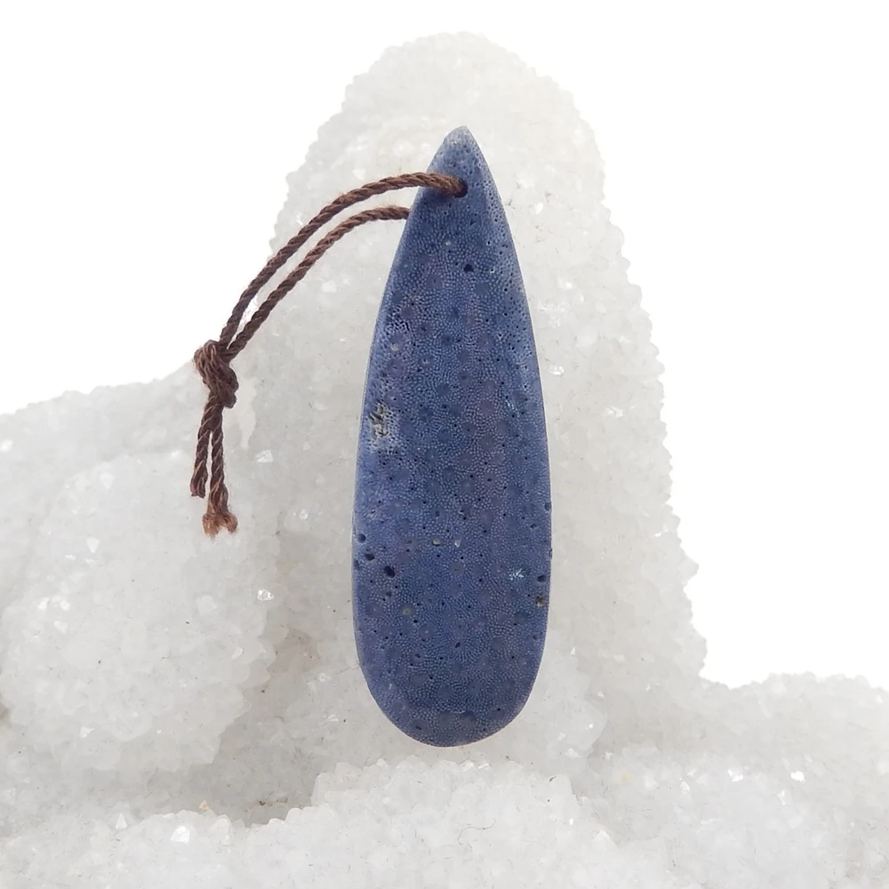 Natural Blue Coral Water Drop Pendant Bead for Necklace Jewelry Making,44x14x7mm,5.7g