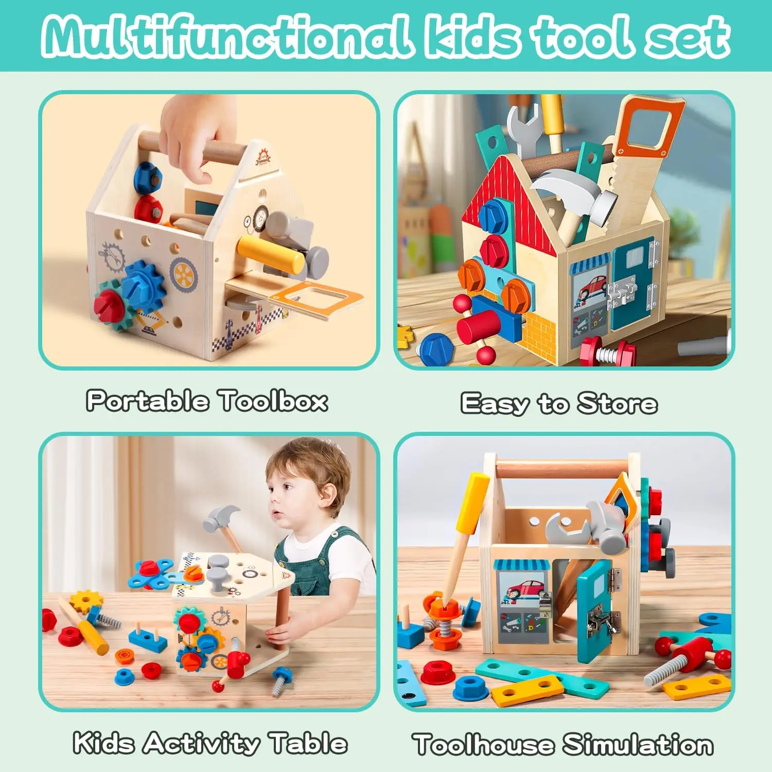 Boîte à outils en bois, ensemble de jouets, outil d'entretien de Simulation, jouets de réparation, Puzzle à vis Montessori, jouets de jeu pour enfants, cadeau pour enfants