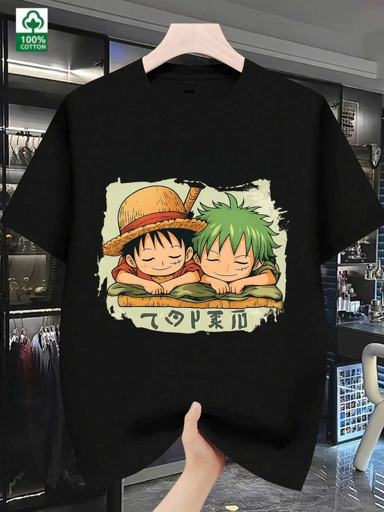 

One Piece Anime Men's and Women's Cotton Short Sleeved Luffy Peripheral 2026 Bandai Summer New Loose Casual T-shirt