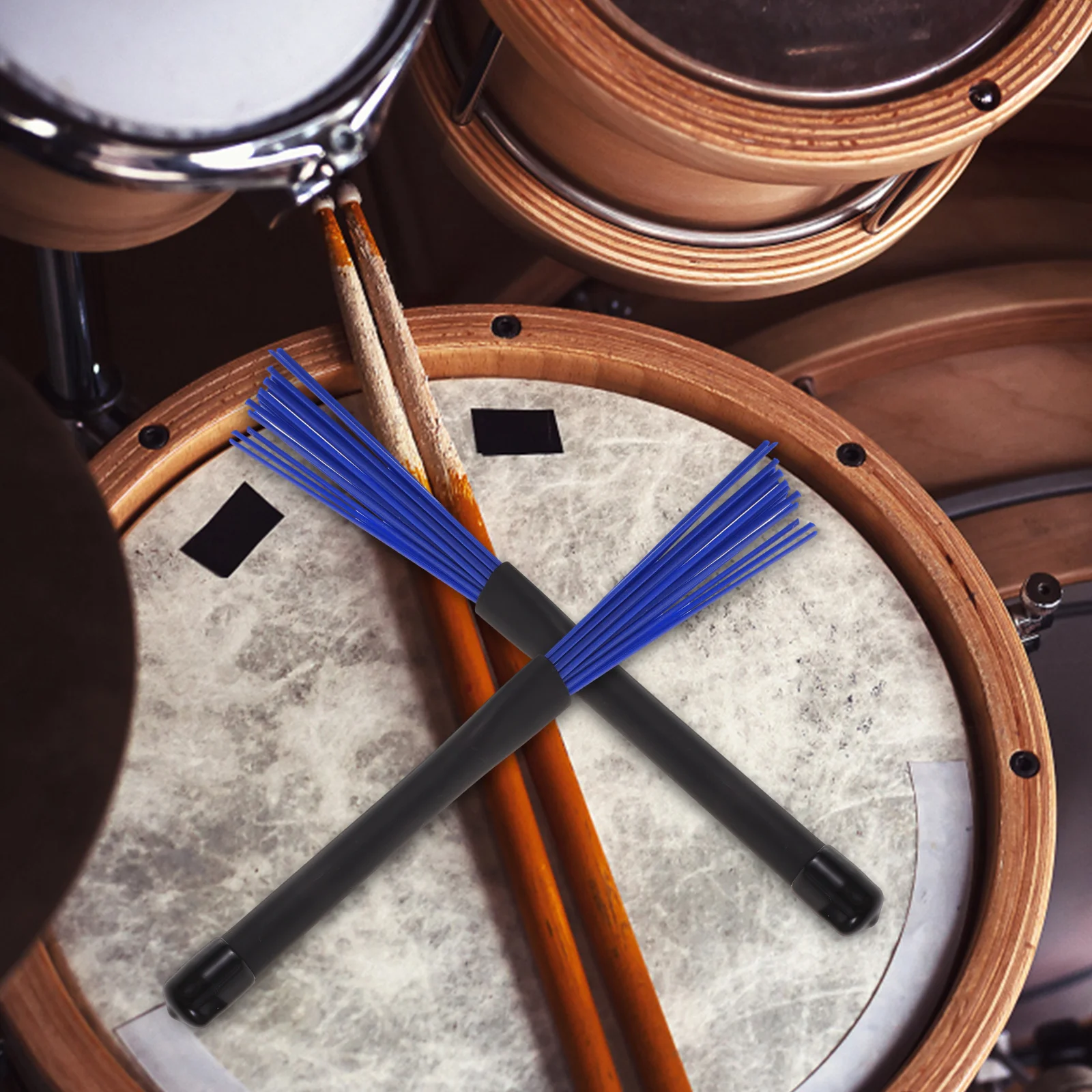 

Jazz Drum Brush Set Nylon Wire Brushes Non- Handle Portable Storage Bag Professional Instrument Accessory