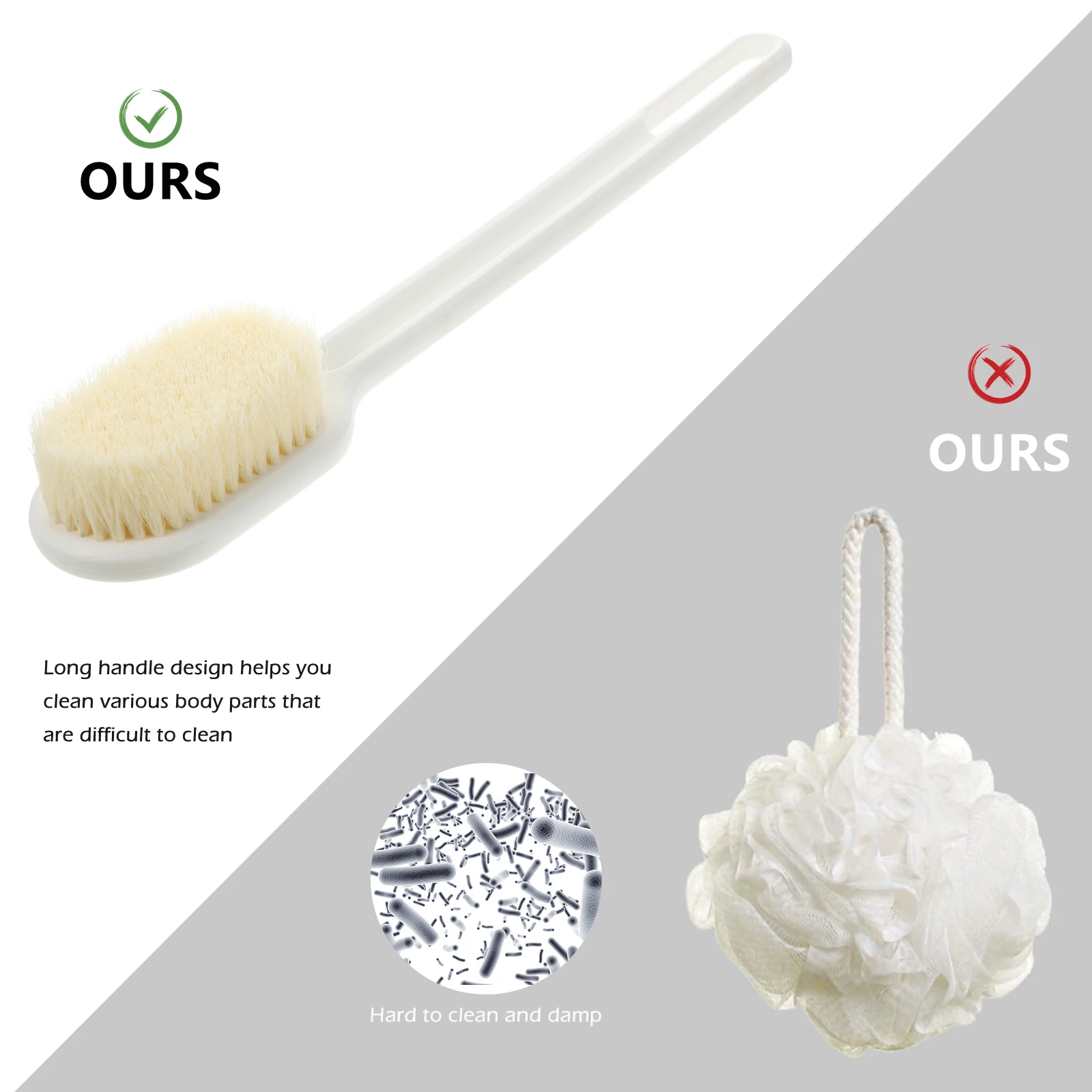 

1 pc Bathroom Bath Brush Long Handle Back Scrubber Massager Durable Practical Cleaning Tool Shower Relaxation Outdoor Sports