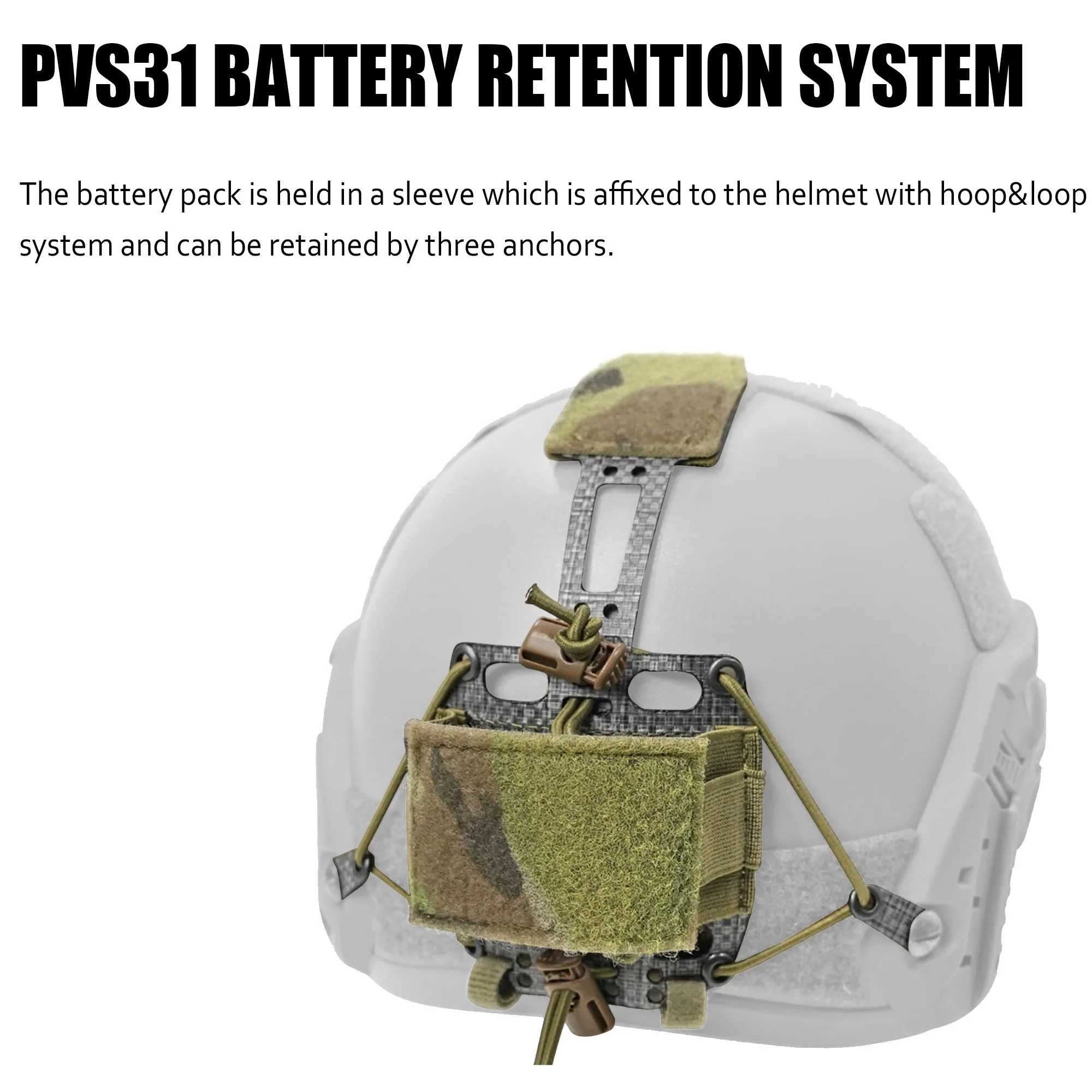 PVS31 Battery Retention System Tactical Helmet Battery Pouch Laser Cut Tegri Airsoft Paintball Helmet Accessories Batteries Stor