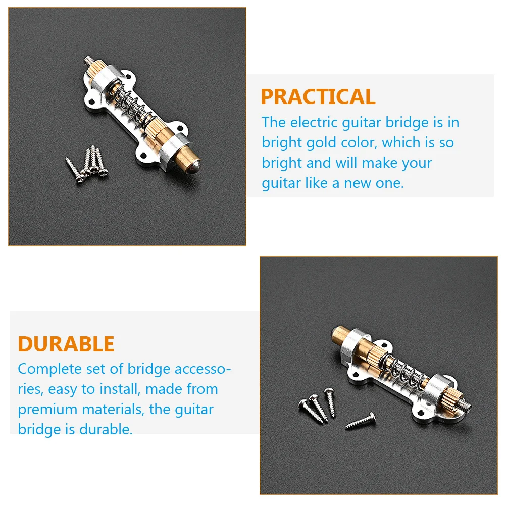 

1 Set Electric Guitar Tremolo Bridge Saddle Gold Durable Metal Replacement Parts Complete Screws Long Lasting Guitarists Gift