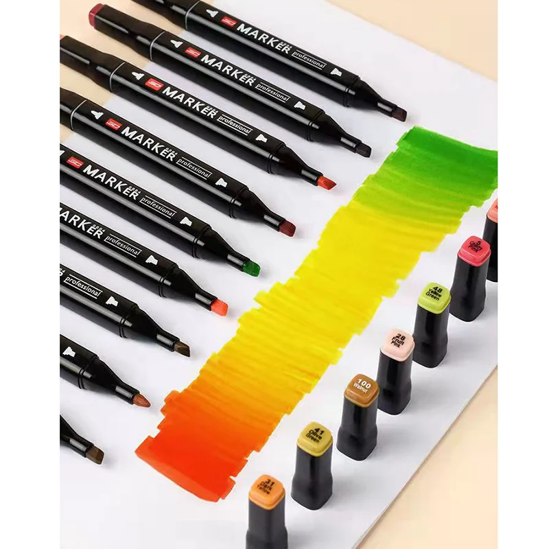 12-80 colori Set di pennarelli per arte oleosa per disegnare pennarelli a doppia testa con punta oleosa Graffiti Manga School Art Supplies