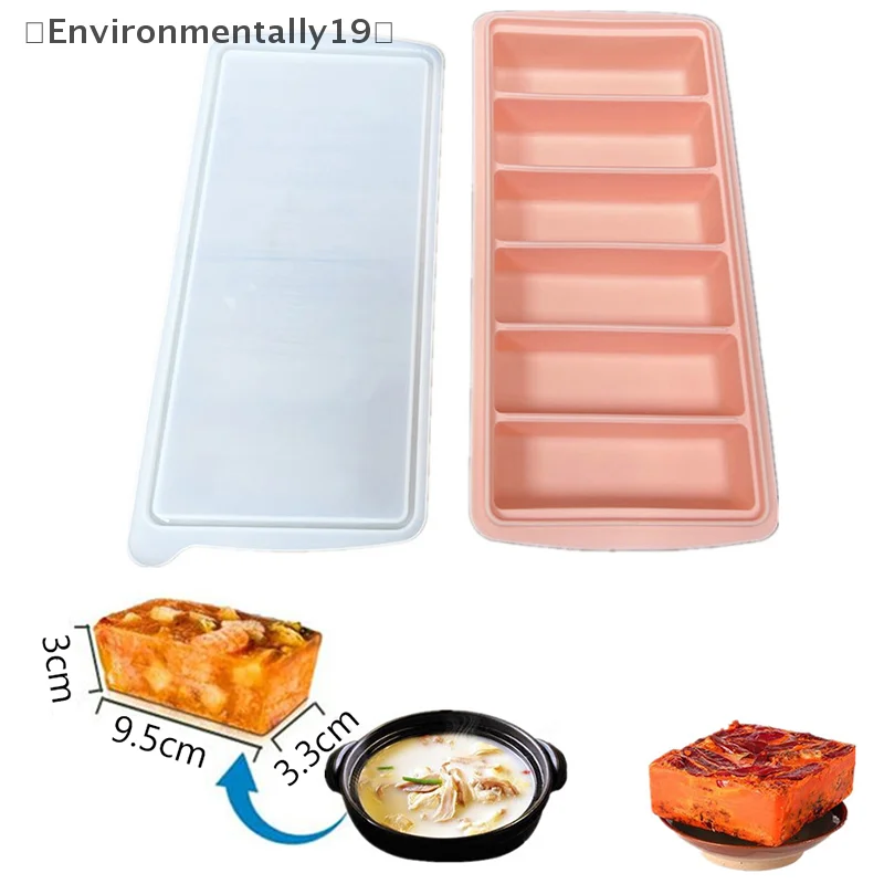 Almacenamiento gigante para comida, salsa de comida con tapa, bandejas de silicona para congelador, sopa Extra grande, hielo, bandeja de 6 cubos, moldes para congelación de alimentos