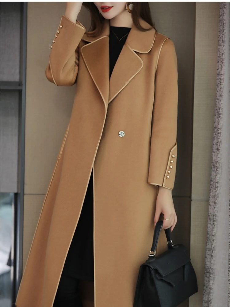 Autumn Fashion Wool Coats Winter Coat for Women Solid Single Button with Belt Elegant Casual Outerwears 2024 New Clothing