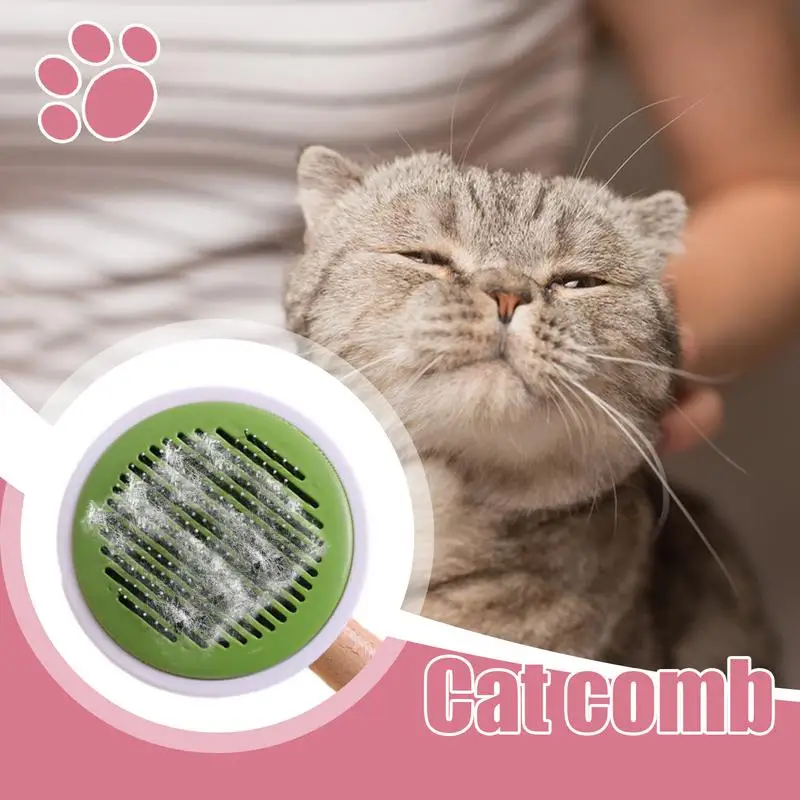 Cat Brush Shedding And Dematting Undercoat Comb Gently Removes Loose Undercoat Tangled Hair Comb With Release Button Easy To