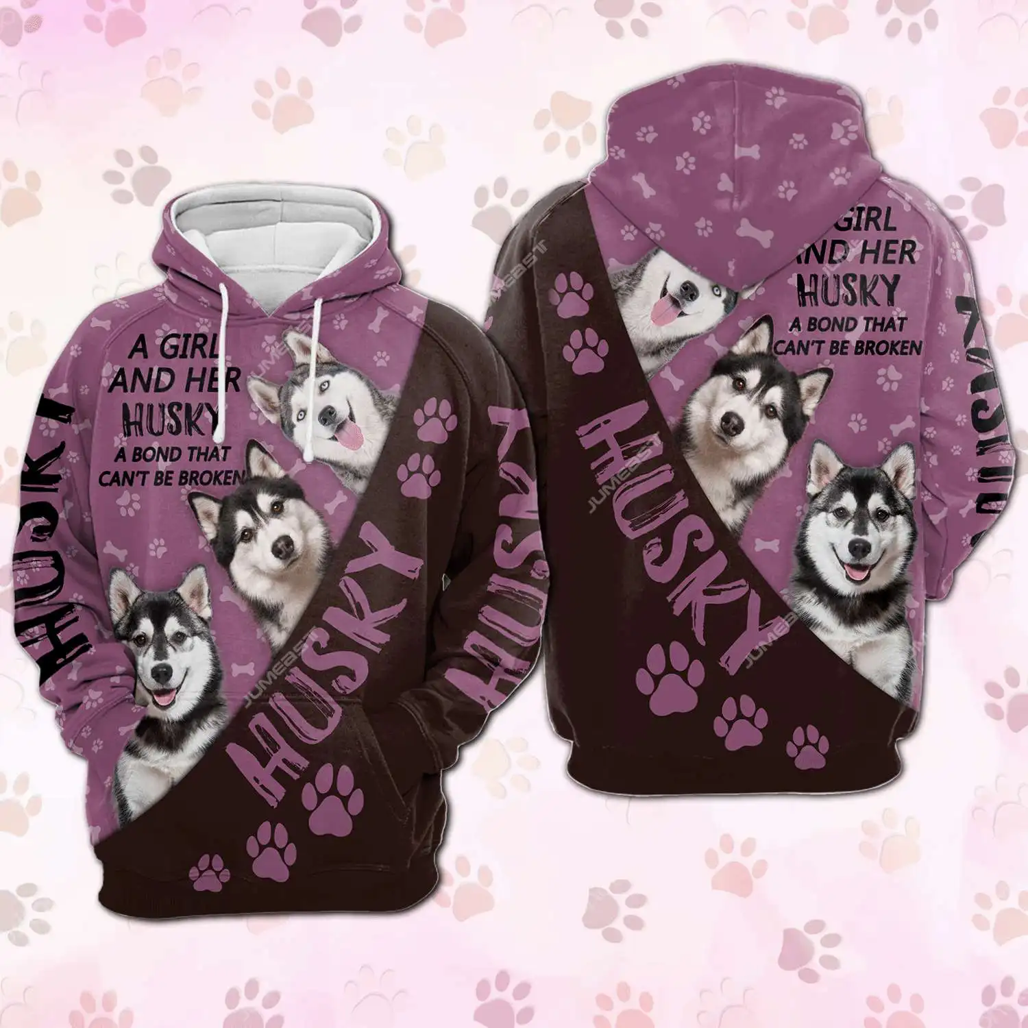 Jumeast 3D Print Husky Hoodies For Women Cutecore Dog Men Kangaroo Pocket Hoody German Shepherd Sweatshirts Vintage 90s Clothes