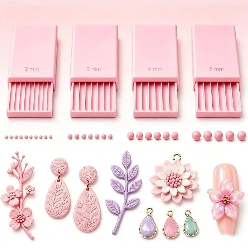 3D-Druck-Gel-Kugelformer, Nagelkunst-Perlenroller für 3D-Gel-Blumen | Mit 2mm 3mm 4mm 5mm Rillen, Kugelform-Gießform – Detail 1