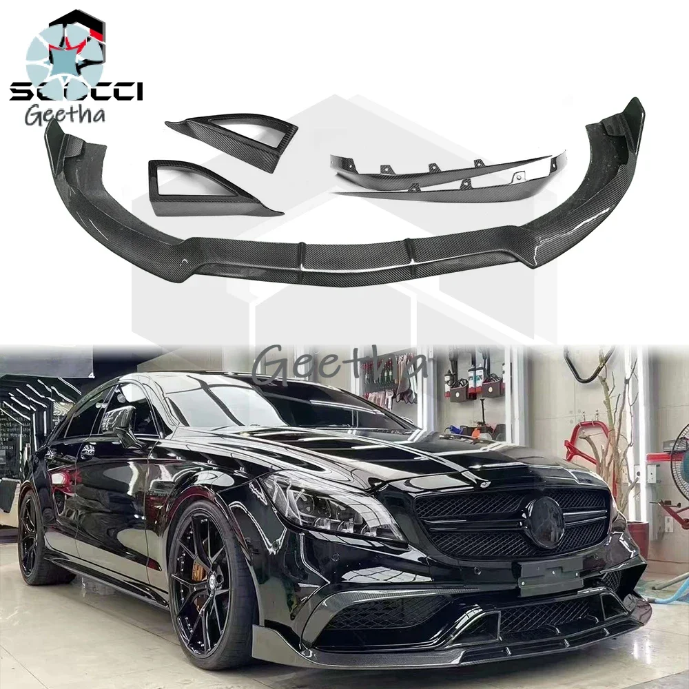

Carbon Fiber BRS Style Front Splitter Lip for Mercedes Benz CLS-Class W218 CLS63 2016-2018 Front Bumper Lip Spoiler Body Kit