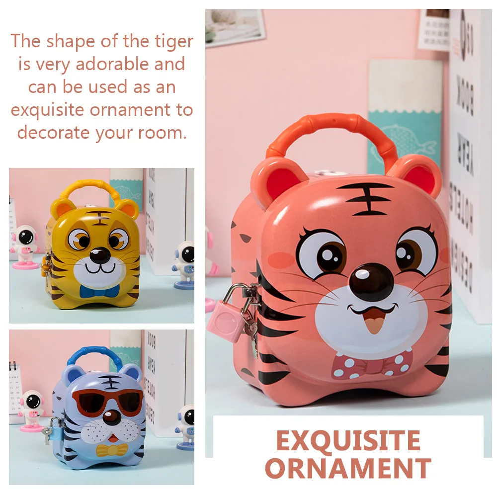 

2Pcs Children Coin Banks Tiger Coin Storage Boxes Creative Large Capacity Tinplate Money Box Desktop Ornament Tiger Saving Box