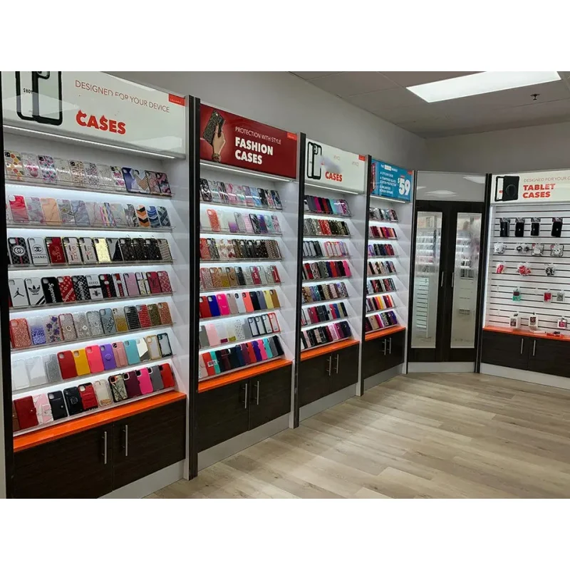 Custom, Modern Cellphone Repair Store Design Mobile Accessories Display Furniture Showcase Phone Display Wall Cabinet