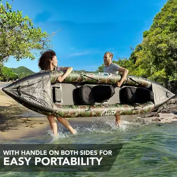 SereneLife 雙人充氣獨木舟,搭配鋁合金槳、維修包,輕鬆易攜,成人獨木舟 8 最佳銷售 雙人充氣獨木舟 - №7