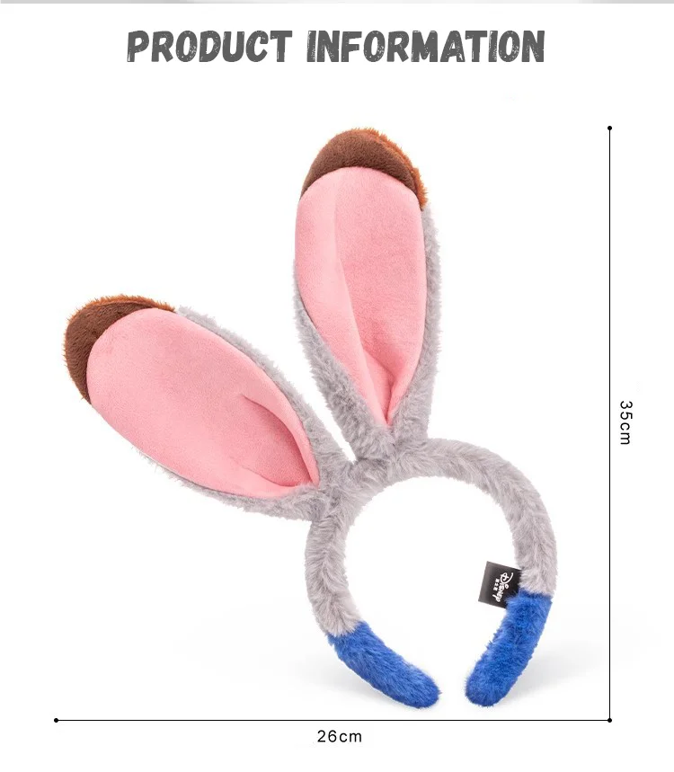 2025 Zootopia Judi Nick Ear Headband Amusement Park Hair Hoop Sequin Mesh Party Headwear Birthday Christmas Present