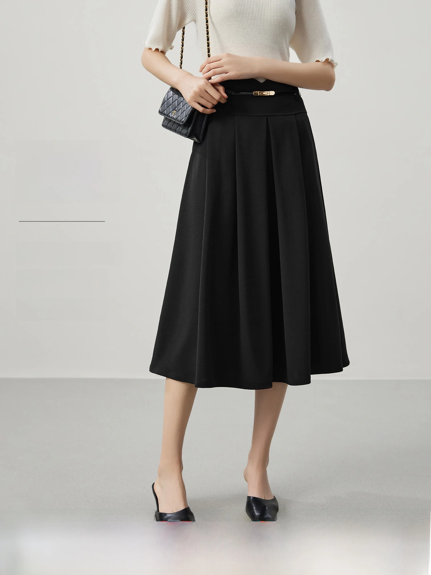 

Современная винтажная юбка А-силуэта с высокой талией для женщин, осенне-зимняя/весенняя, из полиэстера и эластичного волокна, плиссированная