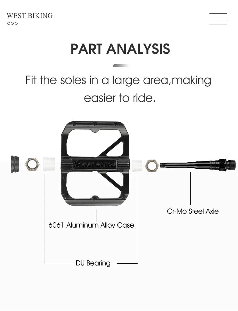 WEST BIKING Aluminium-Fahrradpedale Ultraleicht mit DU-Lager Mini Flache Plattform für Rennrad, Faltrad und Citybike Fahrradteile Schwarz Rutschfest – Detail 7