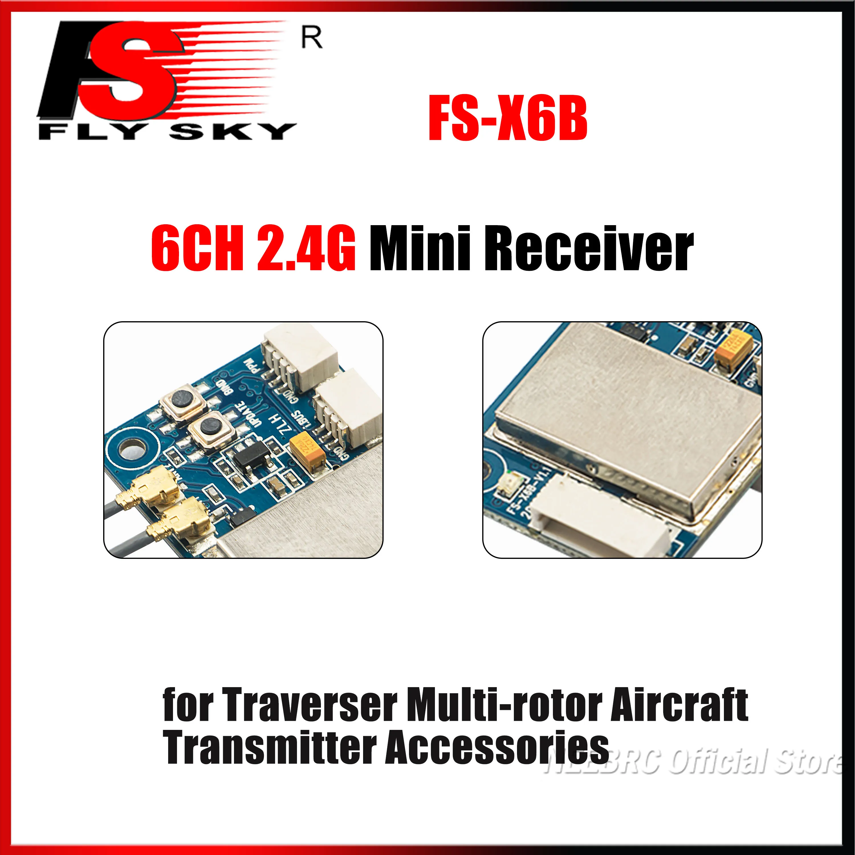 

FLYSKY FS-X6B 6CH Mini 2.4G RC Airplane Receiver 4-8.4V Dual Antenna for Traverser Multi-rotor Aircraft Transmitter Accessories