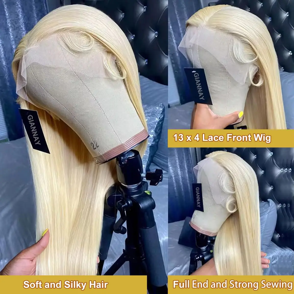 40 Inch Blonde 613 Hd Lace Frontal Wig 13X6 Brazilian Straight Human Hair Wig Transparent Lace Frontal Wig For Women 250 Density image 3