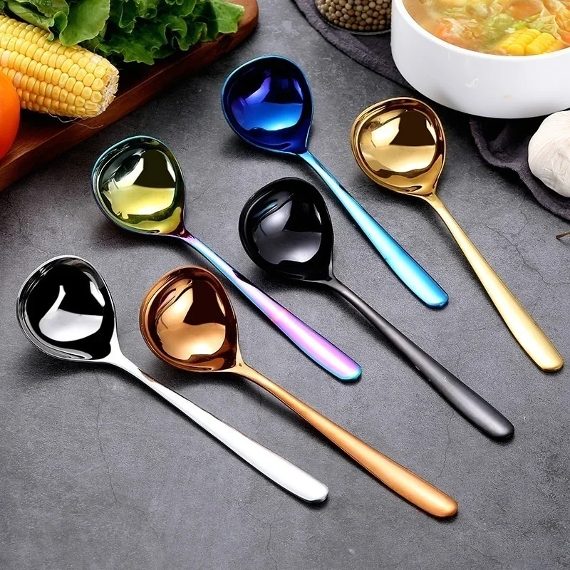 Stainless Steel Thickening Spoon Creative Long Handle Tablespoons Hotel Hot Pot Spoon Soup Ladle Home Kitchen Essential Tools