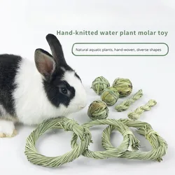 Bunny Chew Toy for Teeth Natural Hay Treats Handwoven Grass Balls Cage Toys for Rabbit Chinchilla Hamster Guinea Pig Pet Gadgets