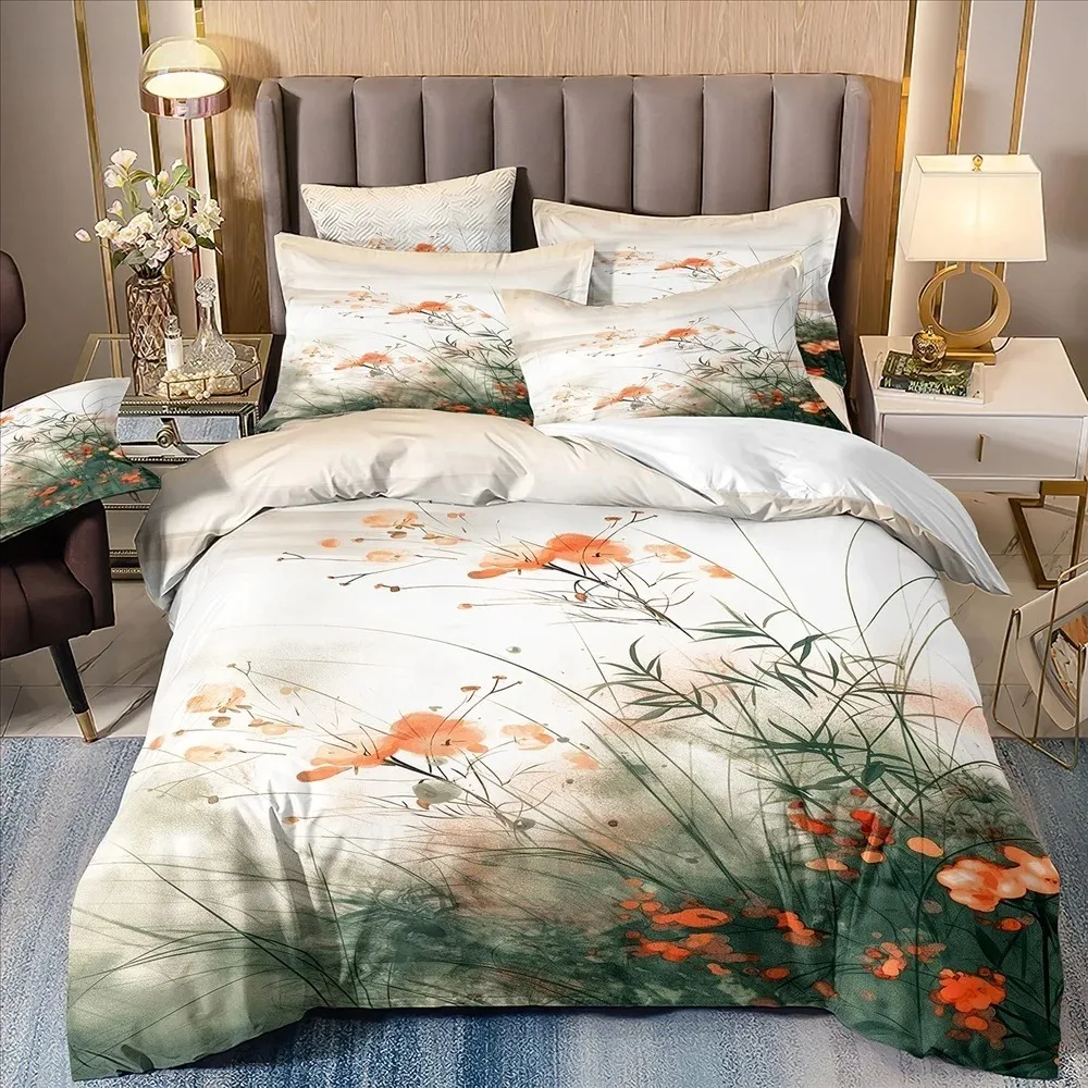 

Ink Painting Landscape Series Bedding 3D Print Single Double Bed Size Soft Comforter Covers and Pillows Decorate Bedroom
