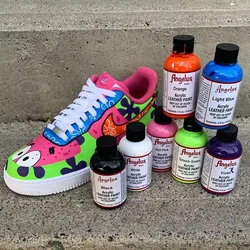 Angelus-Tinta acrílica para couro, feita sob medida, tênis de mão, pintada, bolsa de grafite, sapatos, sem desbotar, 118ml, 4oz