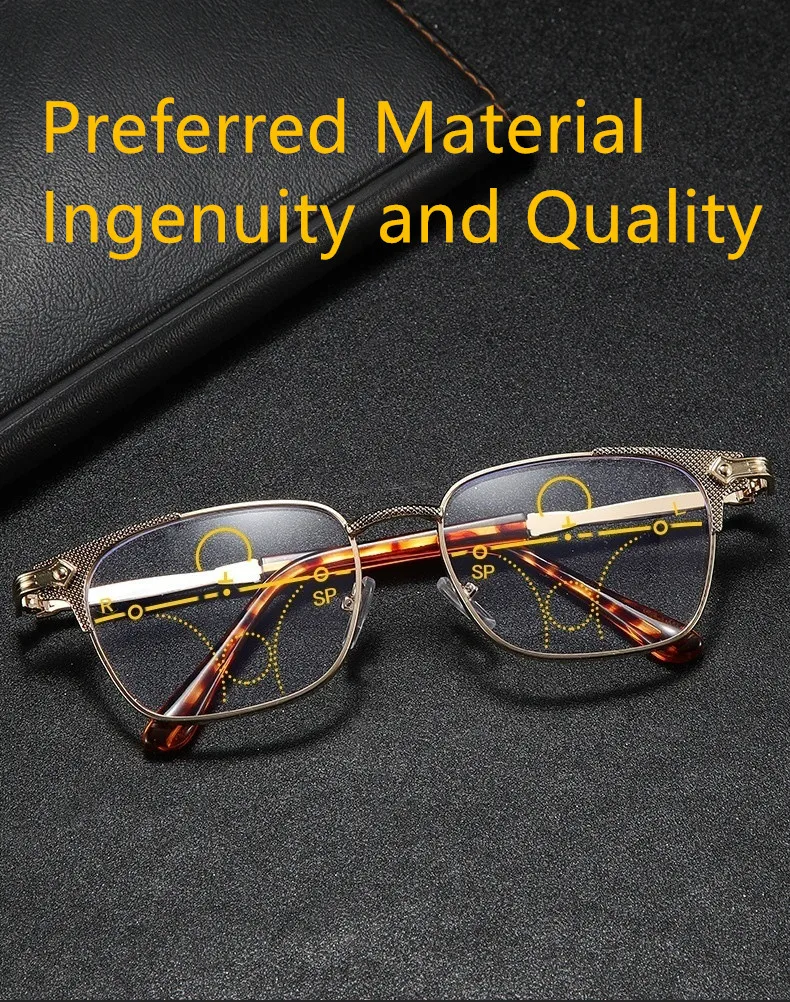 2025 NEUE progressive multifunktionale Lesebrille für Männer und Frauen, quadratisch, Anti-Blaulicht-Leser, HD-blockierende Blaulicht-Brille