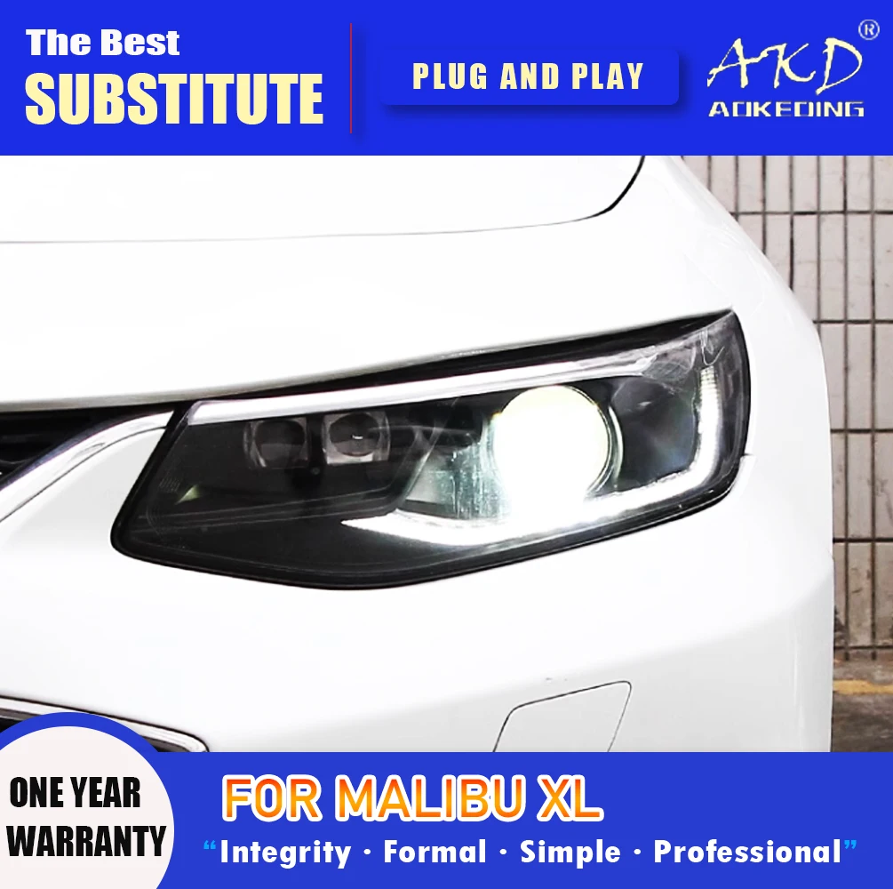 

AKD Head Lamp for Chevrolet Malibu XL LED Headlight 2016-2018 Headlights DRL Turn Signal High Beam Angel Eye Projector Lens