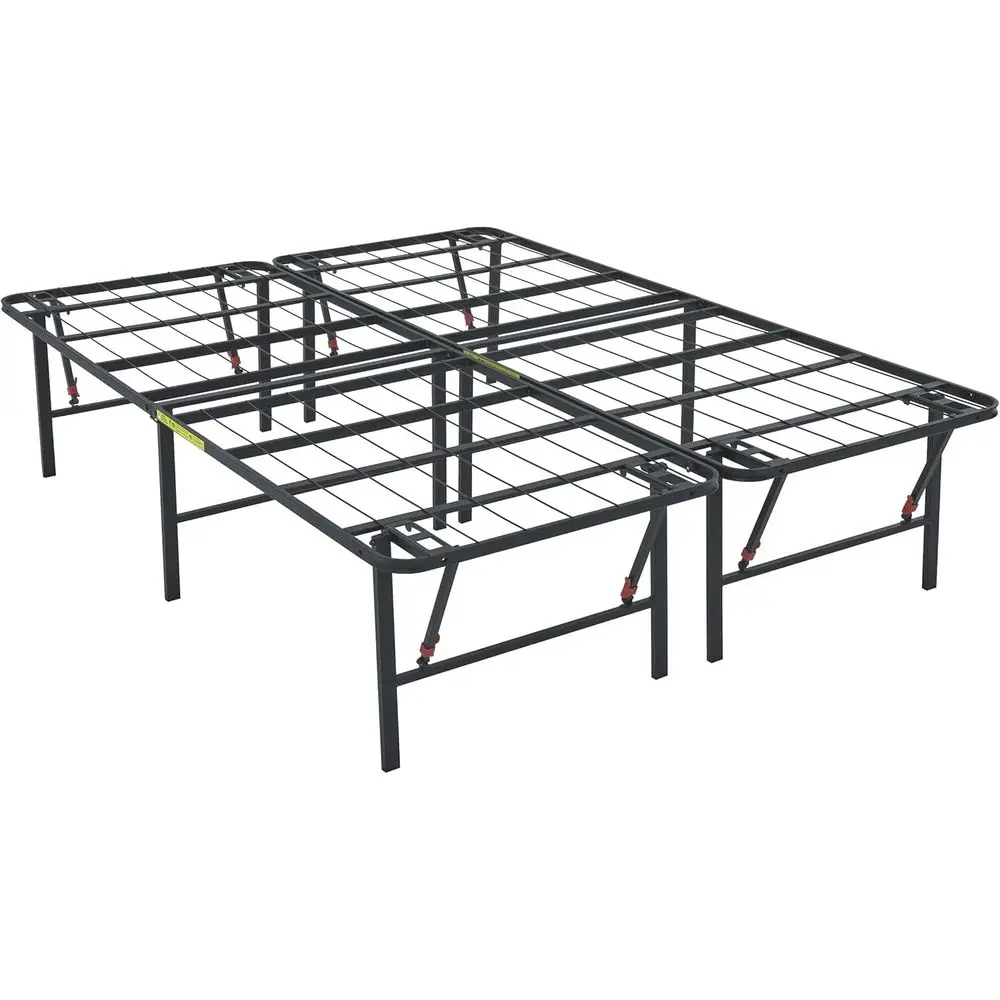 Bed with Storage, Foldable Metal Platform, Sturdy Steel, No Box Spring Needed, 18 inches High, Tool-Free Setup, Full Size, Black