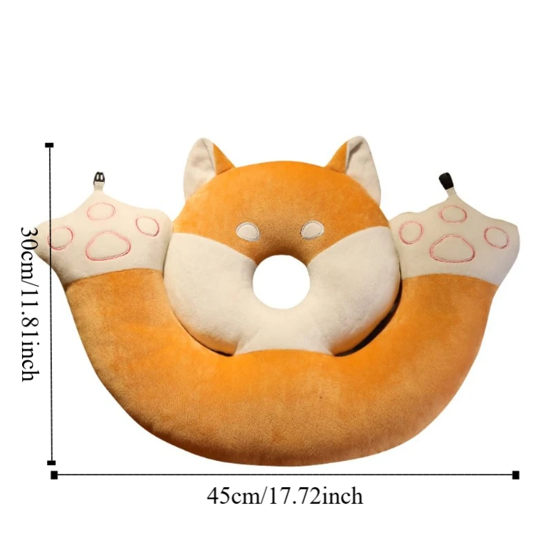 Oreiller chauffe-mains Double couche créatif, Super doux, garde au chaud, chat, oreiller de sieste au bureau, oreiller de cou en peluche Shiba Inu pour hommes et femmes