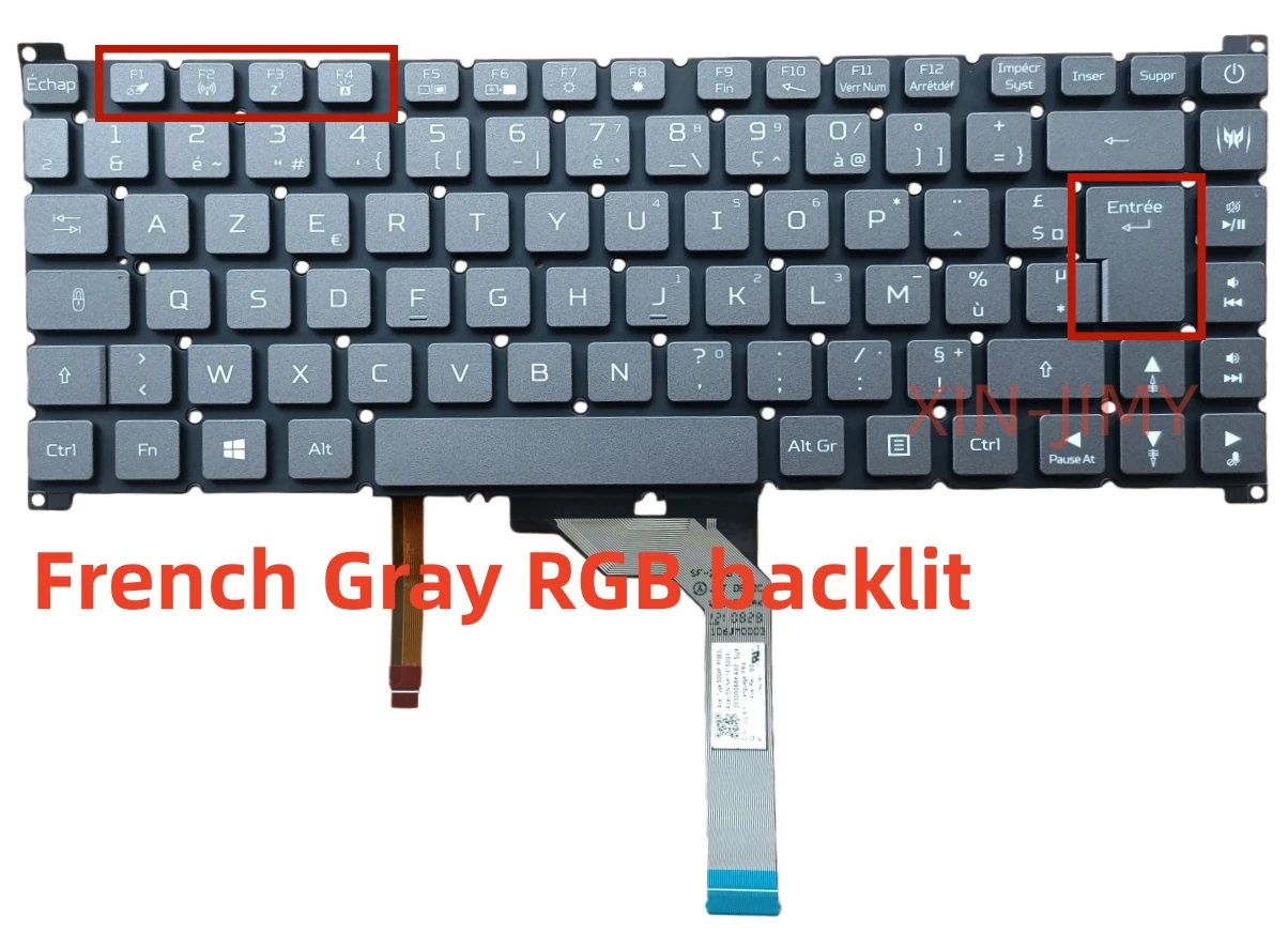 

French layout Backlit Gray Laptop Keyboard For Acer Predator Triton PT314-51s N20C8 PT516-51s PT516-52s