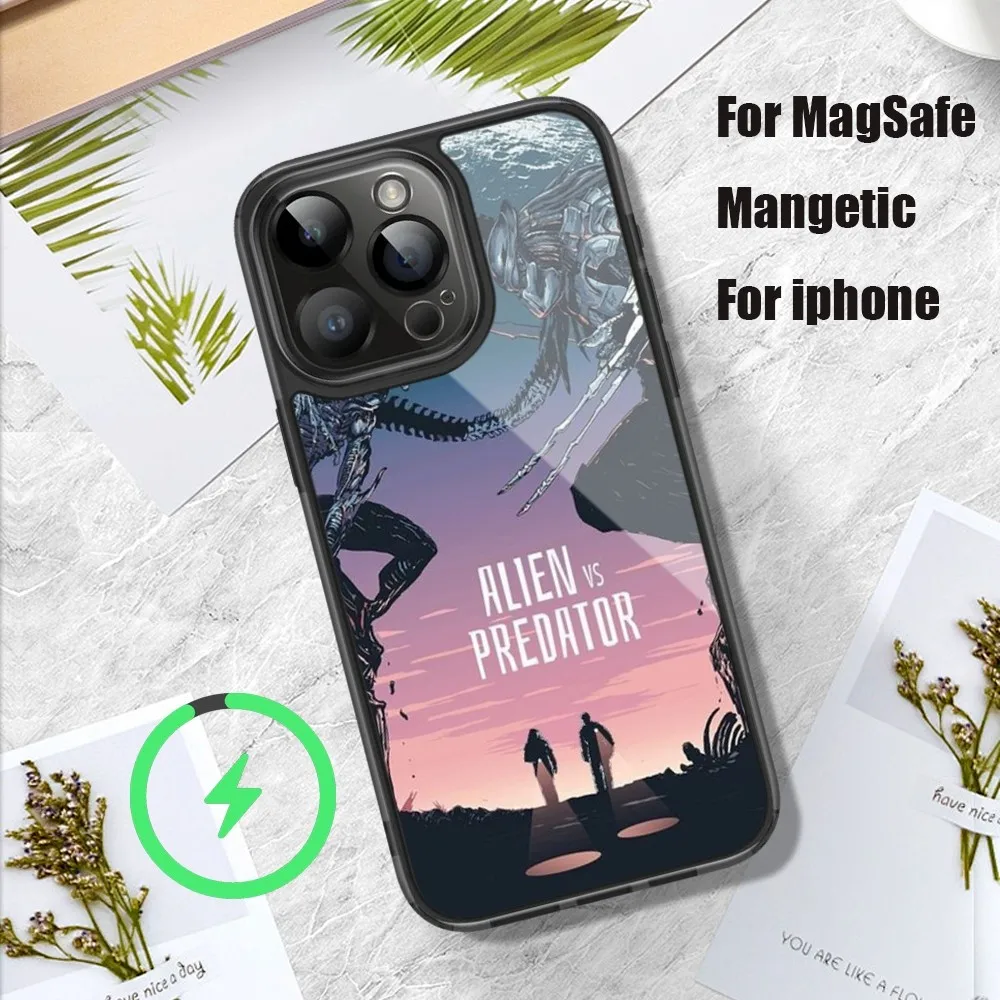 A-Alien vs Predator Movie Phone Case For iPhone 11 12 13 14 15 Pro Max Plus Mini Magsafe Magnetic Wireless Charging Shell