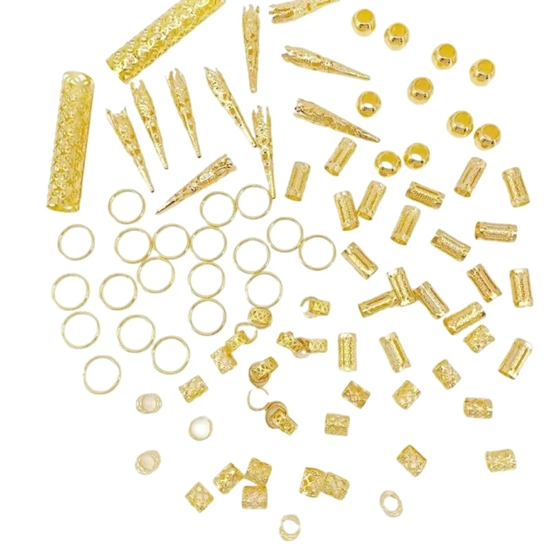 102lots Versatiles Hair Ornaments Daily Wear Hair Enhancements Gold Hair Rings for Stylists and Home Use