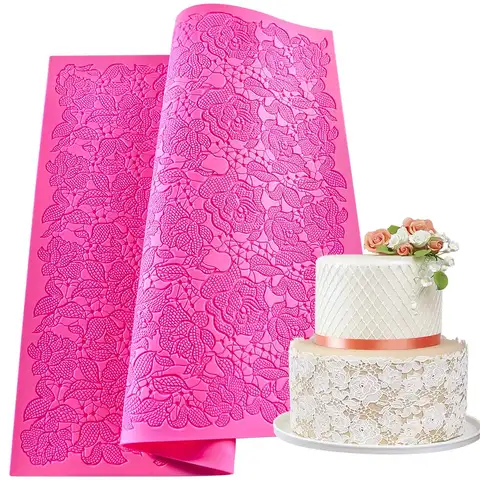 Vintage Traditional Silicone Mold Lace Mat Cake Border Decoration Tools Fondant Cake 3D Mold Food Grade Silicone Mat Flower Dec
