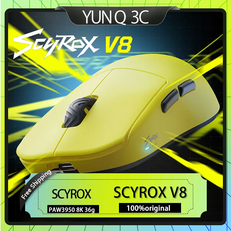 Scyrox V8 Wireless Mouse Bluetooth Dual Mode  Lightweight Paw3950 Radio Gaming Mouse For Small To Medium Hand  Customized roller