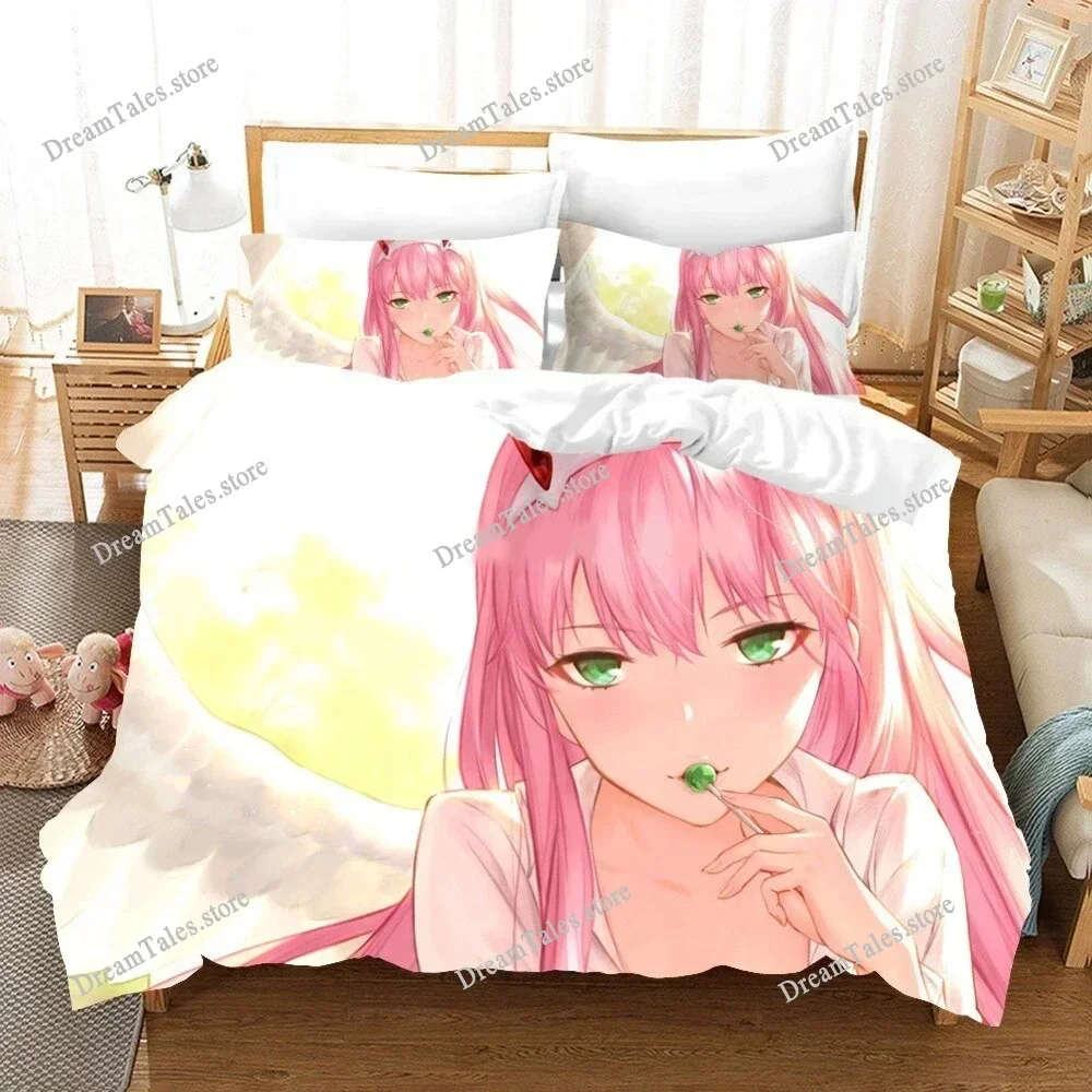 

Darling in The Franxx 02 Zero Two Cartoon Poster Sheets Quilt Covers Bedding Dormitory Sheets Bedding Set Soft Warm Bedding Set