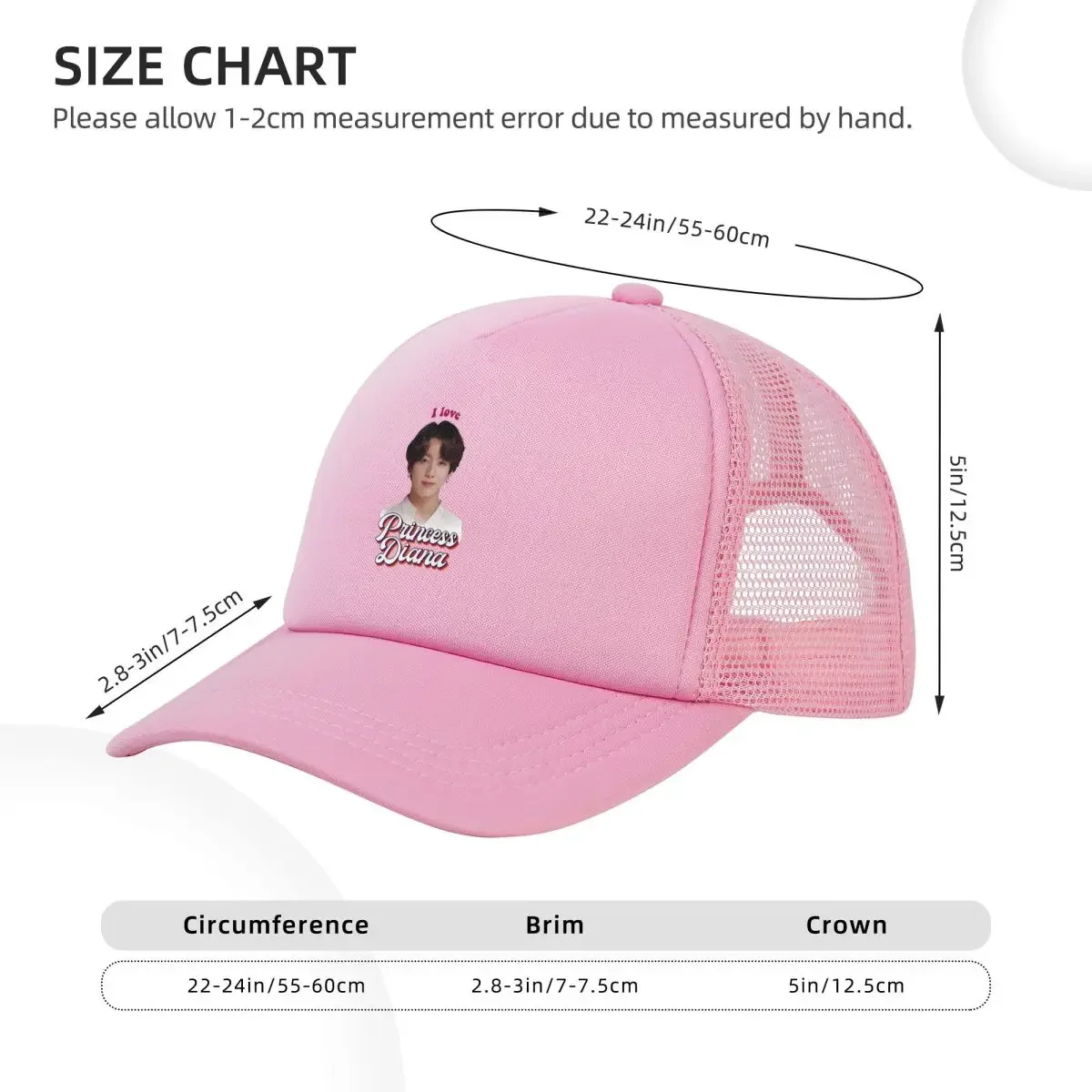 Princess Diana Jungkook Kpop Meme Mesh Baseball Caps Snapback Fashion Baseball Hats Casquette Outdoor For Men's And Women's