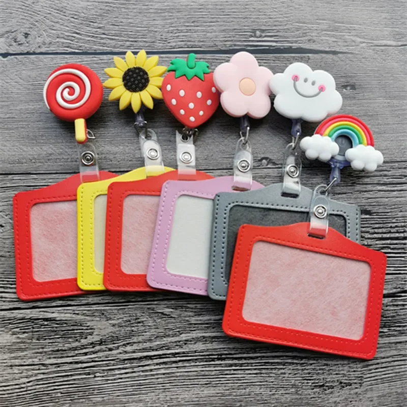 Neues Design, 1-teilig, hochwertige, einziehbare Krankenschwester-Abzeichenrolle mit Ausweishülle, modischer Regenbogen-Sonnenblumen-Ausweishalter für Studenten