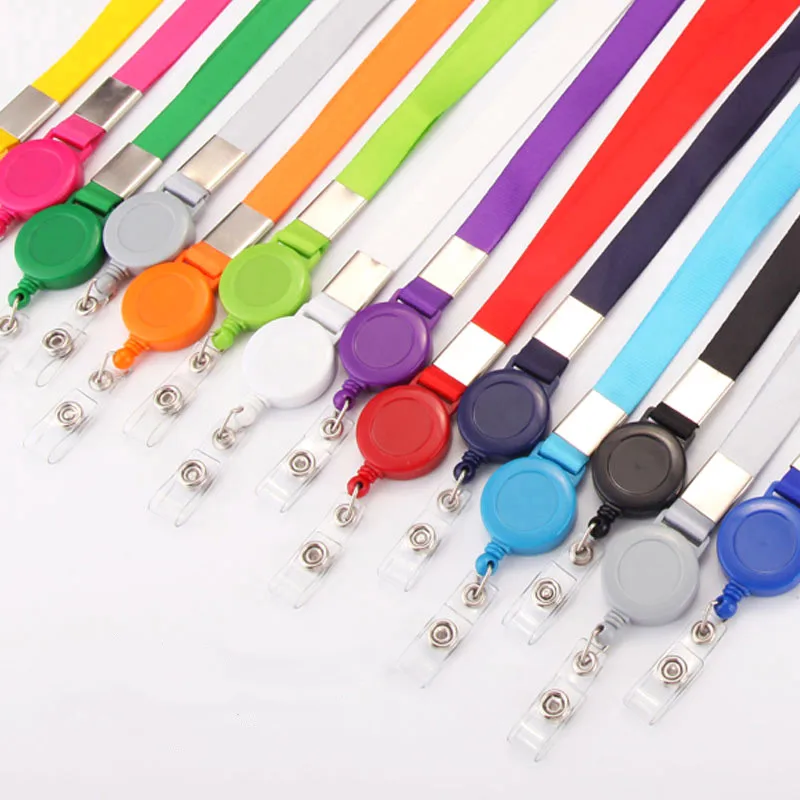 Portatarjetas DE CRÉDITO retráctil, cordón para el cuello, correa para identificación, nombre, tarjeta de autobús, Clip para etiqueta, cuerda,